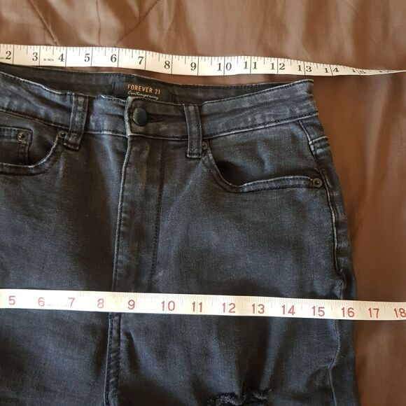 Forever 21 Womens Small Jeans Distressed Ripped Mesh Frayed Gothic Emo Punk - Picture 13 of 16